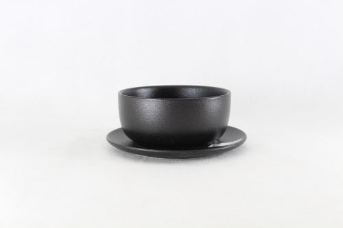 صحن شوربة بورسلان اسود خشن 300 مل