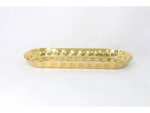 صحن استيل ذهبي بيضاوي مسطح منقوش 38 * 14.3 سم