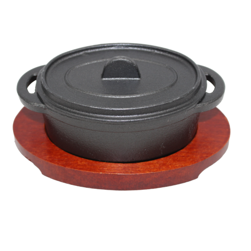 قدر حديد خشب بيضاوي