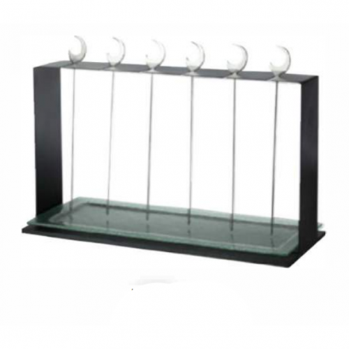 ستاند مشويات اسود قاعدة خشب 6 اسياخ