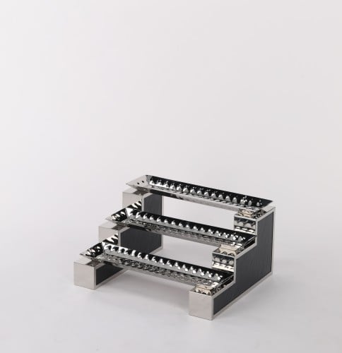 ستاند فضي مدرج جوانب خشبي