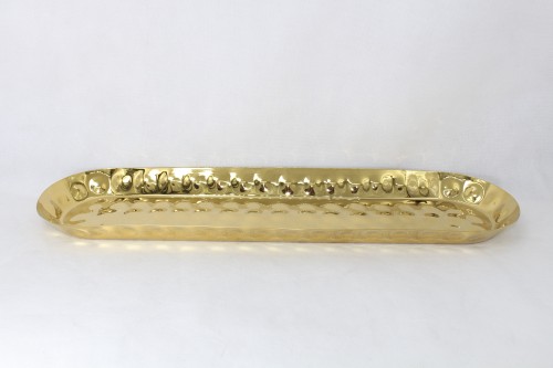 صحن ذهبي بيضاوي منقوش 55*15.5 سم