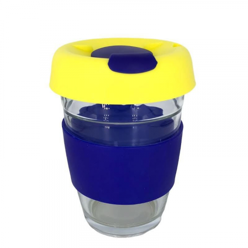 كوب قهوة 12 اونص مسكة سيلكون اصفر