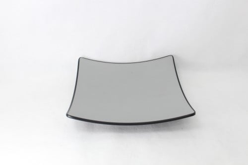 صحن ميلامين مربع اسود ورصاصي