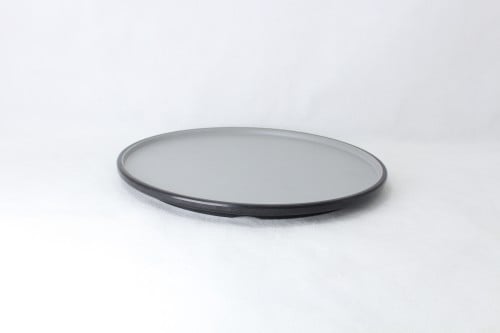 صحن مسطح ميلامين اسود ورصاصي
