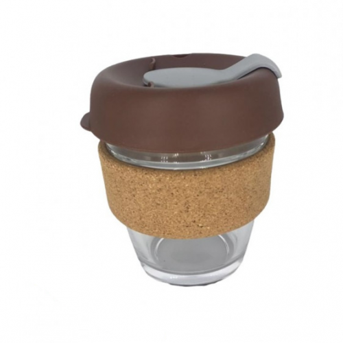 كوب قهوة 8 اونص مسكة خشب بني