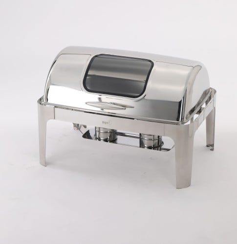 سخان بوفيه قلاب فضي مستطيل 9 لتر فتحة شفاف