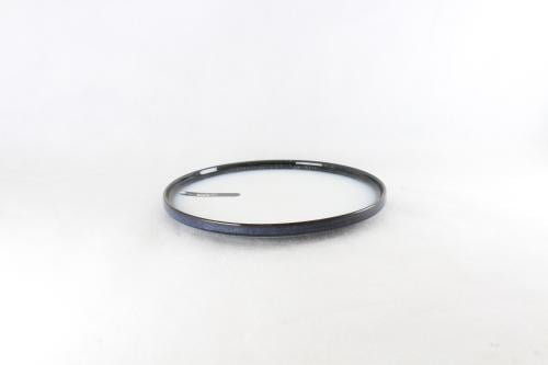 صحن دائري مسطح ازرق وابيض 21 سم