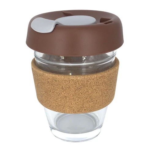 كوب قهوة 12 اونص مسكة خشب بني