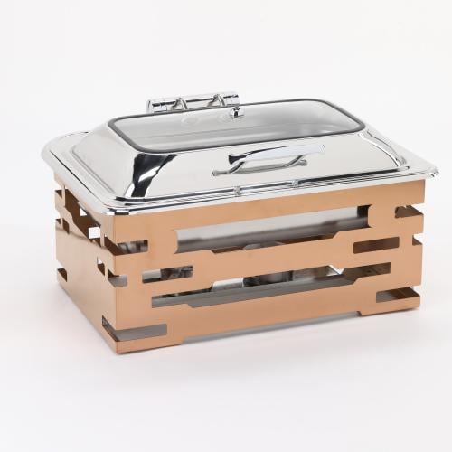 سخان بوفيه مستطيل 9 لتر مع قاعدة لون نحاسي