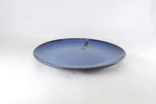 صحن بورسلان دائري أزرق غامق 28 سم