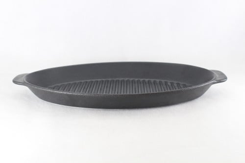 صحن بورسلان بيضاوي اسود خشن 40 سم