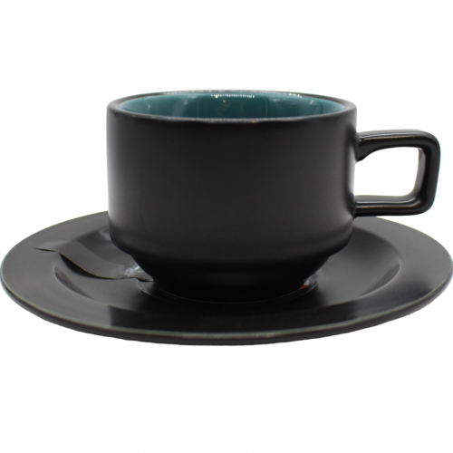 كوب اسبرسو مع صحن  اسود 80 مل