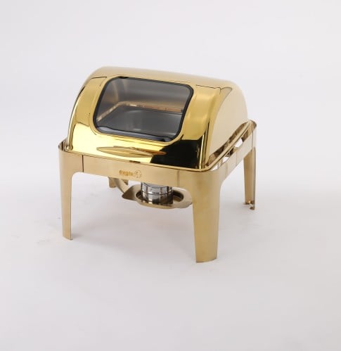 سخان بوفيه قلاب ذهبي مستطيل 6 لتر فتحة شفاف