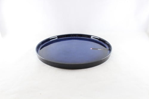 صحن بورسلان مسطح بحافه ازرق غامق 30