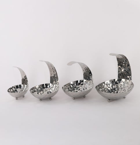 صحن فواكه فضي بيضاوي