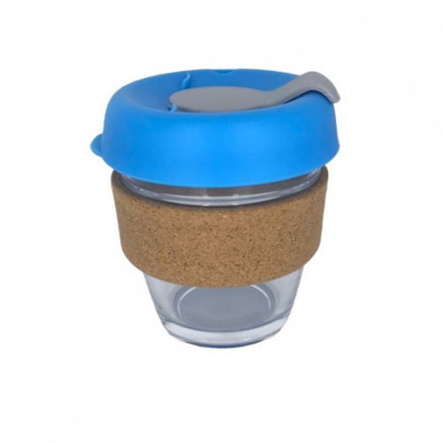 كوب قهوة 8 اونص مسكة خشب ازرق