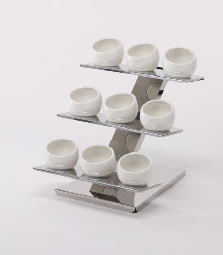 ستاند بوفيه فضي  مع صحن برسلان دائري