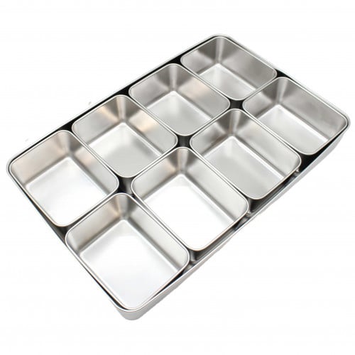 طقم علب توابل 8 خانات استيل 45*29 سم