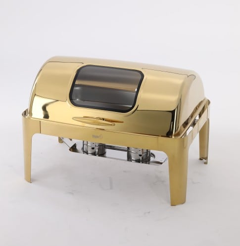 سخان بوفيه قلاب ذهبي 9 لتر فتحة شفاف