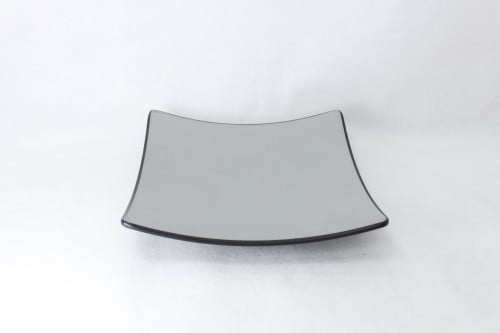 صحن ميلامين مربع اسود ورصاصي