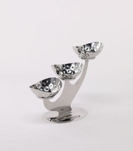 ستاند  زبدية بيضاوي فضي منقوش