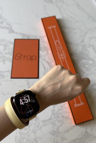 سوار جلد الاصفر الفاتح- Double Tour Strap Butter Y...