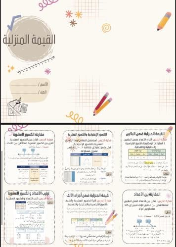 مطويات رياضيات الصف الخامس الابتدائي – الفصل الدرا...