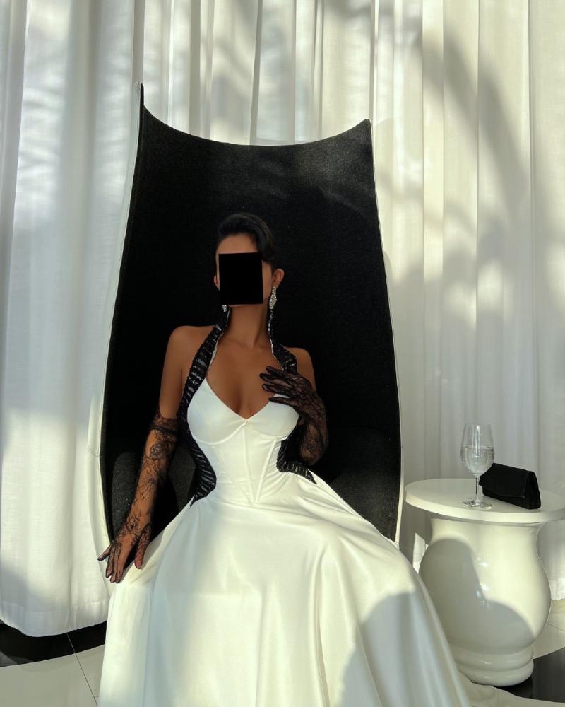 فستان تفته لمعه مبطن جيبون