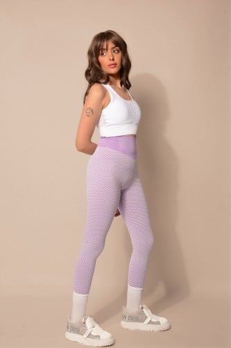 purple-tummy control compression legging