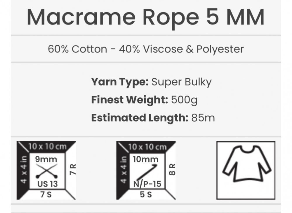 786 حبل مكرمية 5 ملم YarnArt Macrame Rope 5MM