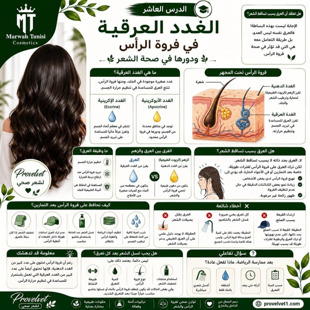 10-الغدد العرقية في فروة الرأس ودورها في صحة الشعر