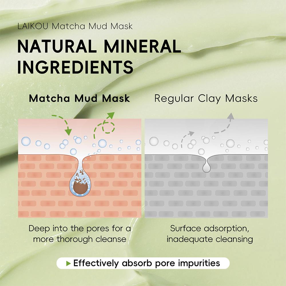 LAIKOU, Matcha Mud Mask, Smoothes, Brightens & Hydrates - 25 gm