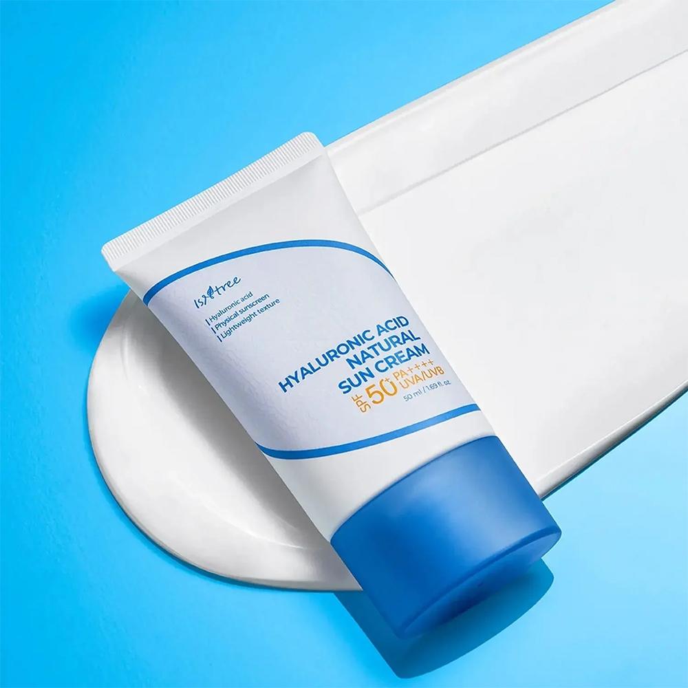 ازنتري، كريم طبيعي واقي من الشمس، بحمض الهيالورونيك، SPF50+، مناسب للبشرة الحساسة - 50 مل