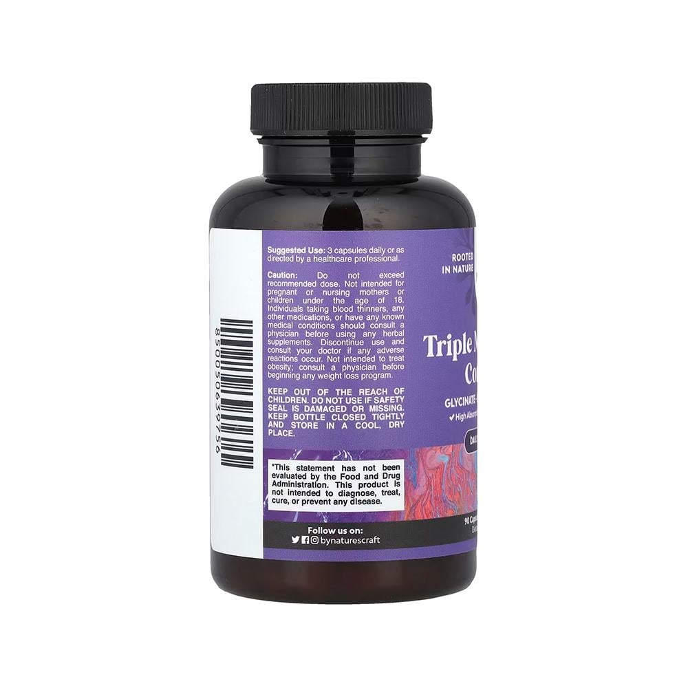 Nature's Craft, Triple Magnesium Complex (Glycinate, Malate, Taurate), 400 mg, High Absorption, Dietary Supplement - 90 Capsules