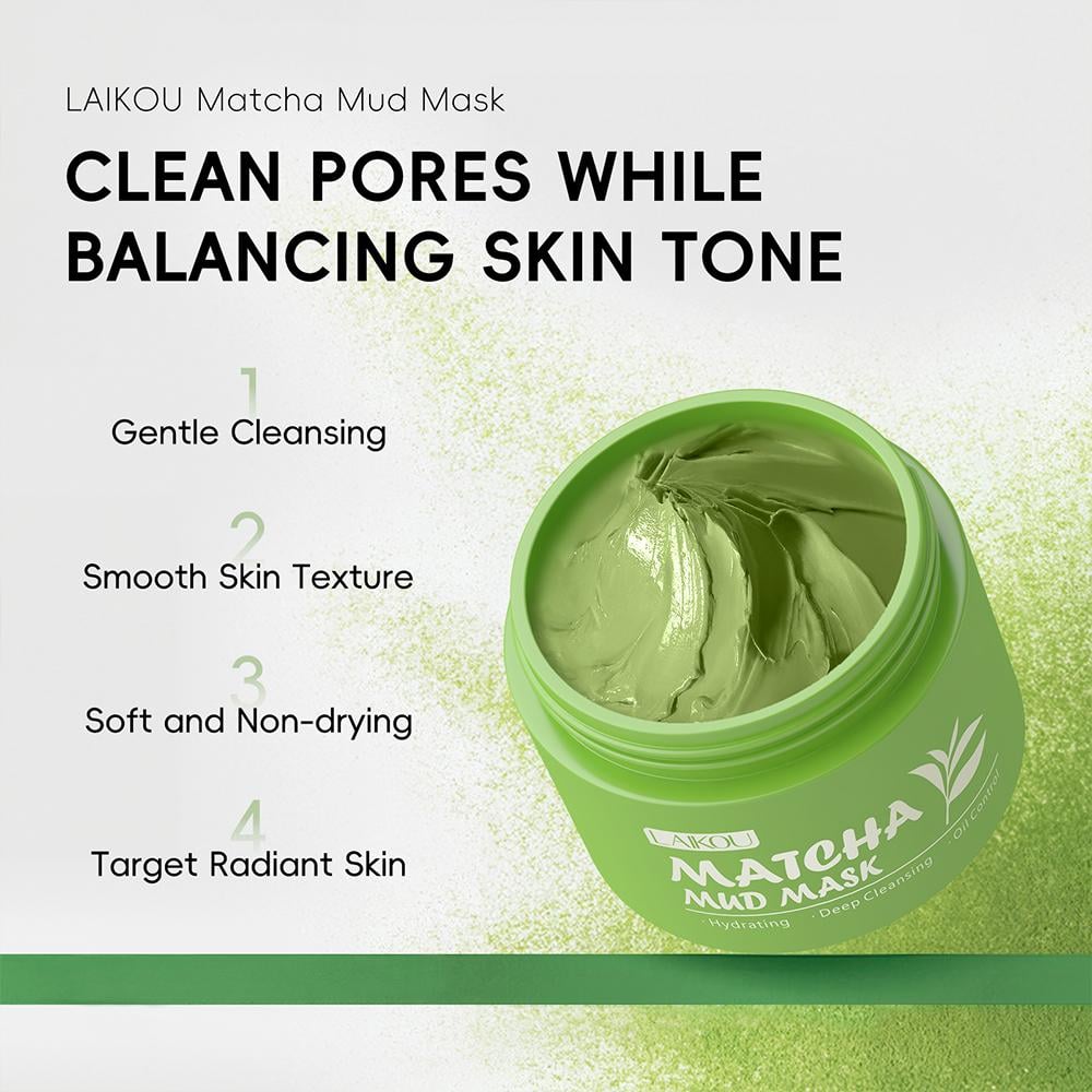 LAIKOU, Matcha Mud Mask, Smoothes, Brightens & Hydrates - 25 gm