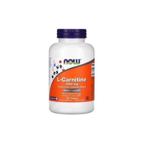 NOW, L-Carnitine, 1000 mg, Fitness Support, Dietary Supplement - 100 Tablets  - CLENZ Skin and Health Care
