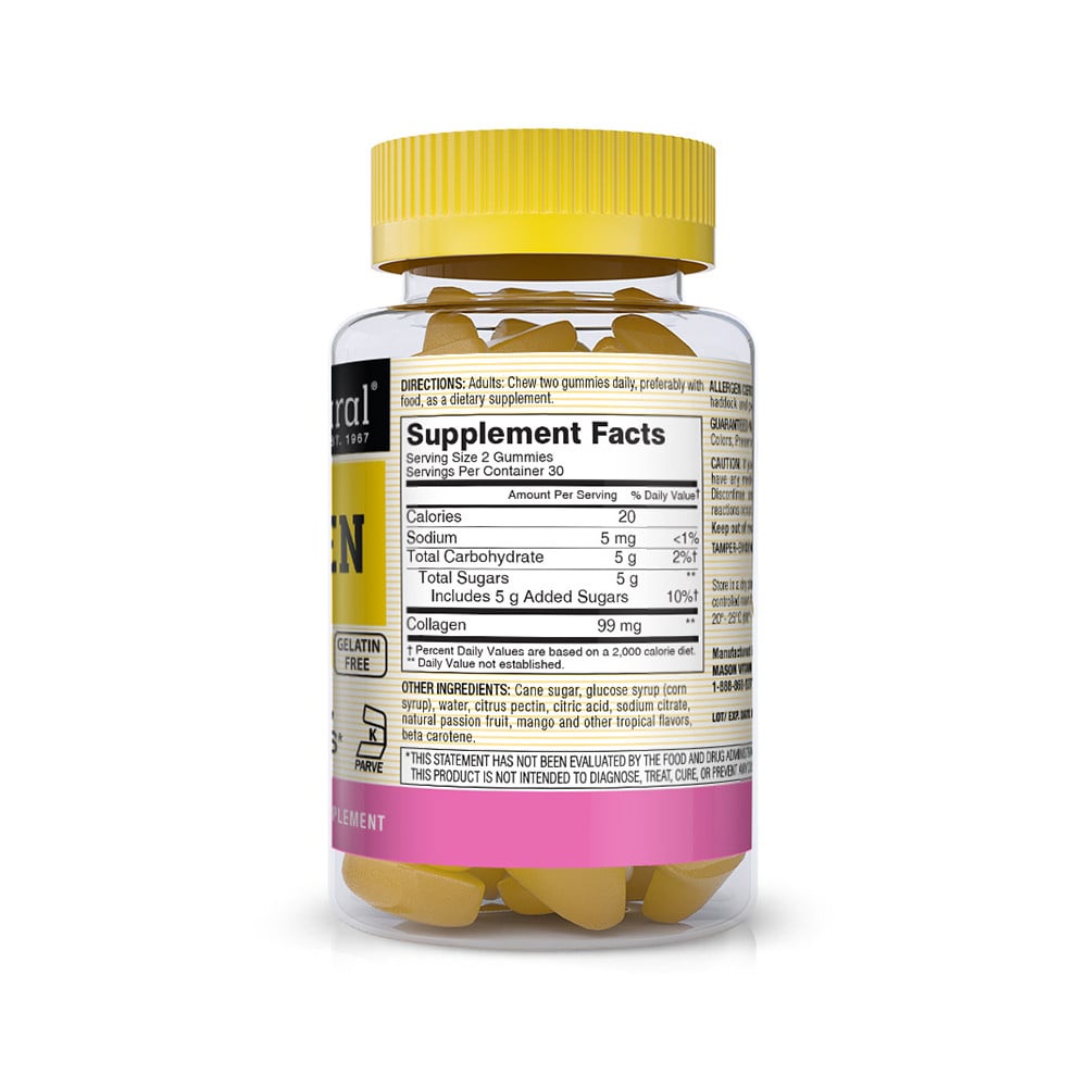 Mason Natural, Collagen Gummies, May Support Healthy Skin, Bones & Joints, Dietary Supplement - 60 Gummies