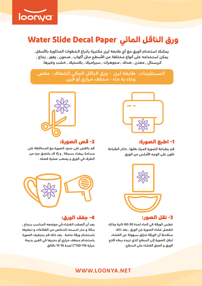 ورق ناقل  مائي شفاف مقاس A4 من لونيا