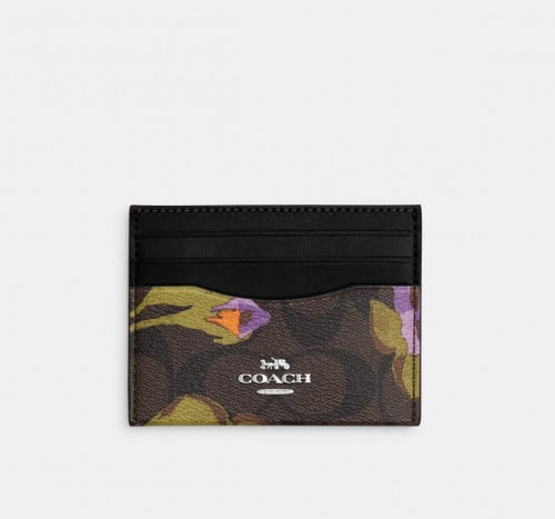 Coach Slim Id Card Case In Signature Canvas With R...