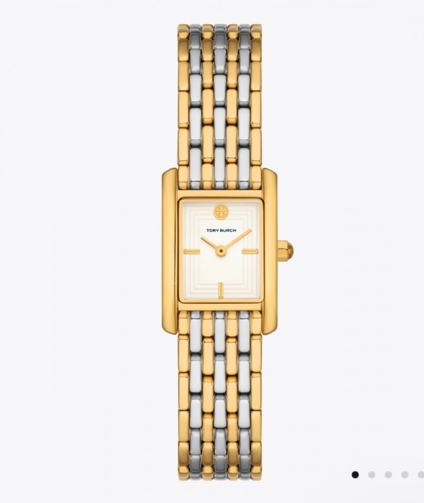 Tory Burch ELEANOR WATCH, TWO-TONE GOLD/STAINLESS STEEL حجم العدسه صغير 19 x28