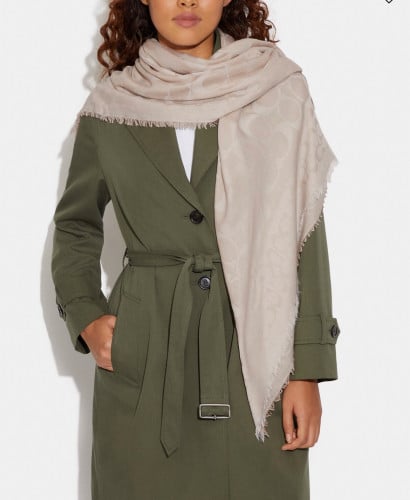 Coach Signature Oversized Square Scarf سكارف قطن ب...