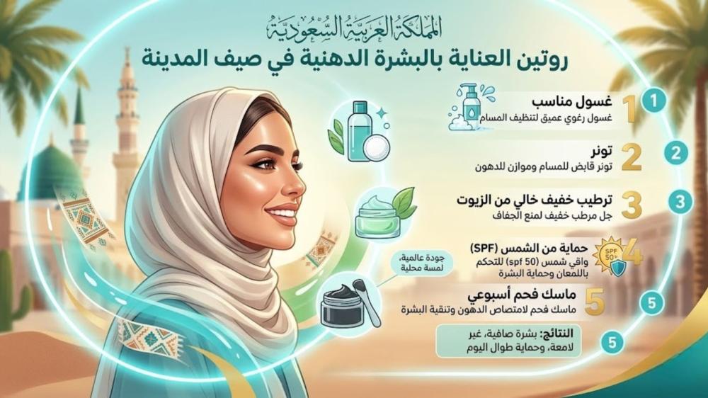 روتين العناية بالبشرة الدهنية في صيف المدينة