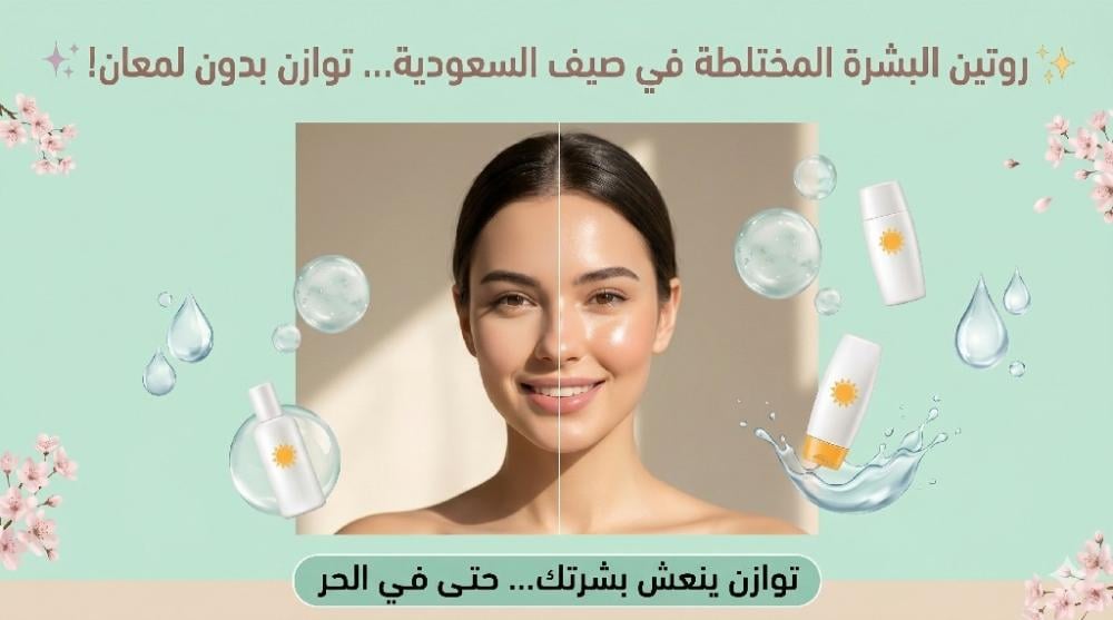 أفضل روتين للبشرة المختلطة في صيف السعودية