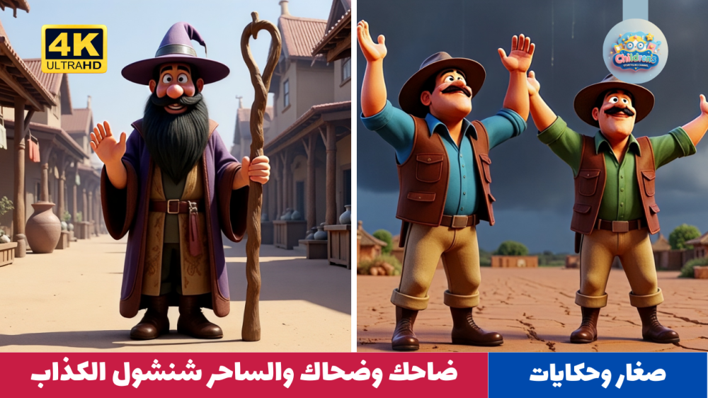 قصص أطفال:  ضاحك وضحاك والساحر شنشول الكذاب - رسوم متحركة للأطفال