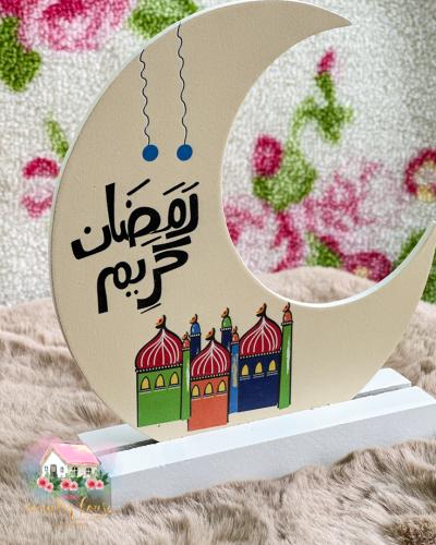 3591 هلال شهر رمضان خشبي مع قاعدة (2)