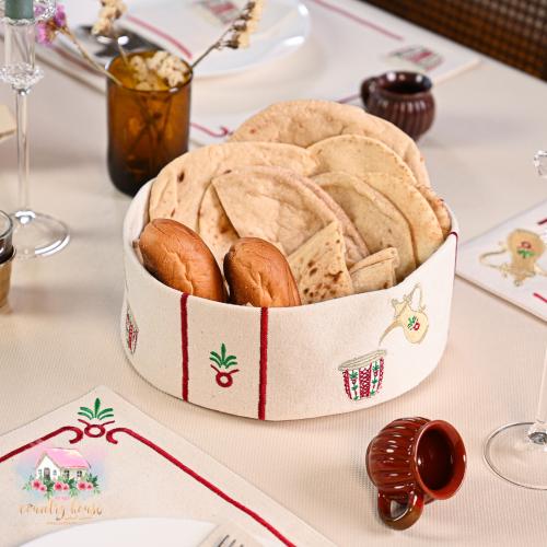 3402 سلة مخبوزات الدلة والفنجان مطرزة