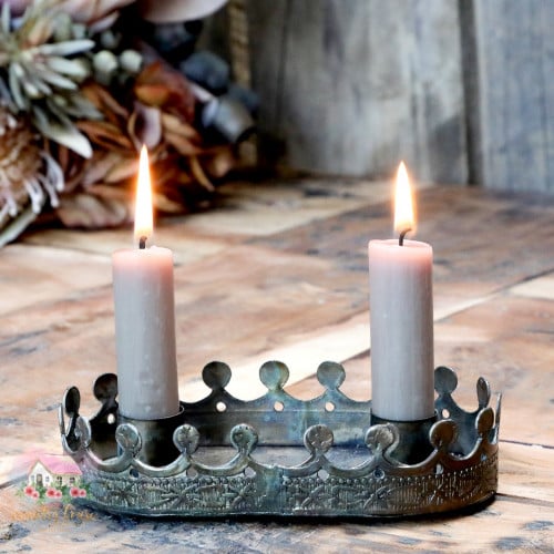 64566 Antique Double Crown Candlestick