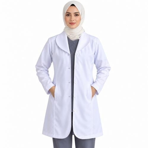 لابكوت نسائي دائري - White lab coat