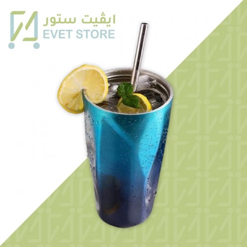 steel cup + straw كوب المشروبات الباردة مع مصاصة